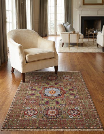 3' 4 x 4' 11 Hand Knotted Mamluk Ziegler Rug