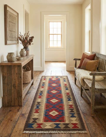 2' x 6' 3 Hand Woven Kilim Maymana Wool Runner Rug