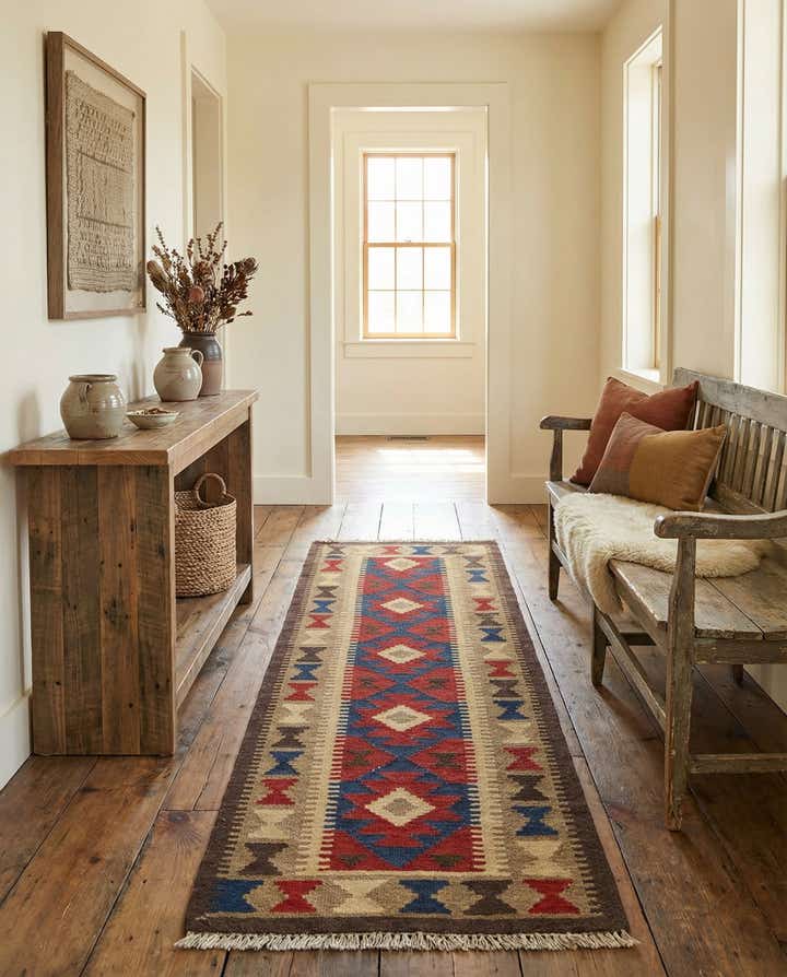 2' x 6' 3 Hand Woven Kilim Maymana Wool Runner Rug