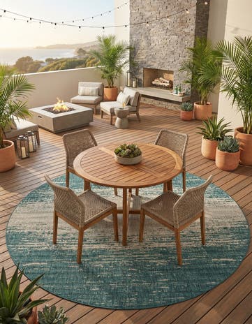 13' x 13' Easy-Clean Modern Indoor / Outdoor Round Rug