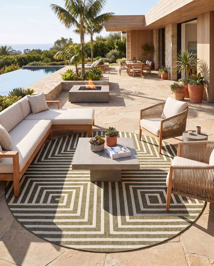 13' x 13' Easy-Clean Modern Indoor / Outdoor Round Rug