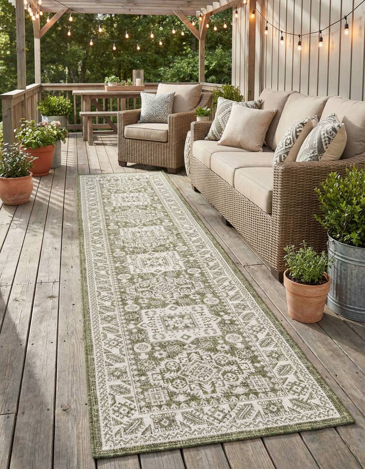 Detail image of 2' 7 x 12' Easy-Clean Aztec Indoor / Outdoor Runner Rug