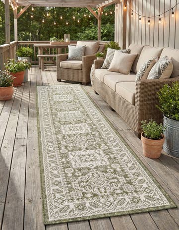 2' 7 x 12' Easy-Clean Aztec Indoor / Outdoor Runner Rug