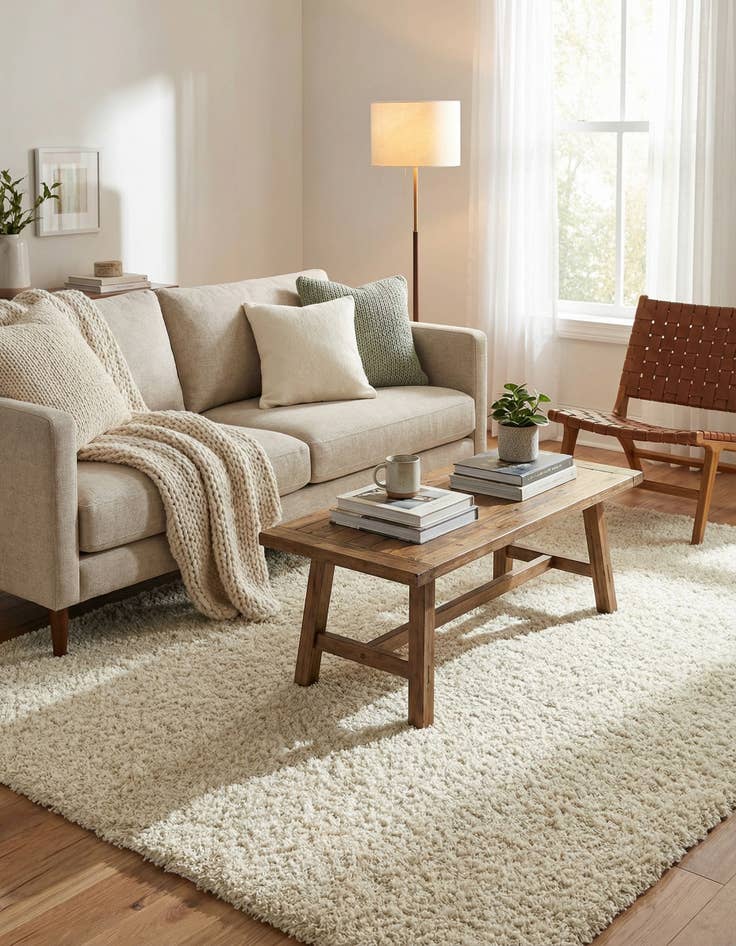 Detail image of  5' 3 x 8' Solid Shag Rug