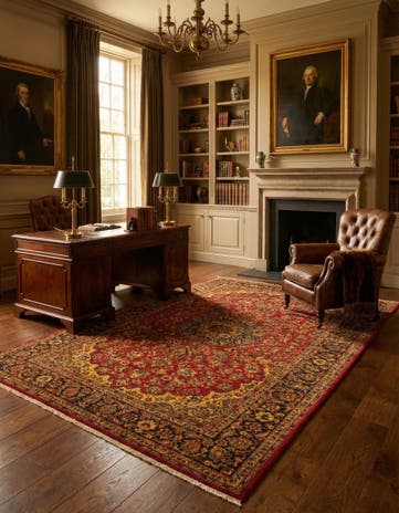 7' 10 x 11' 2 Hand Knotted Kashan Persian Wool Rug