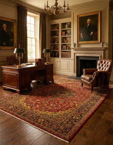 7' 10 x 11' 2 Hand Knotted Kashan Persian Wool Rug