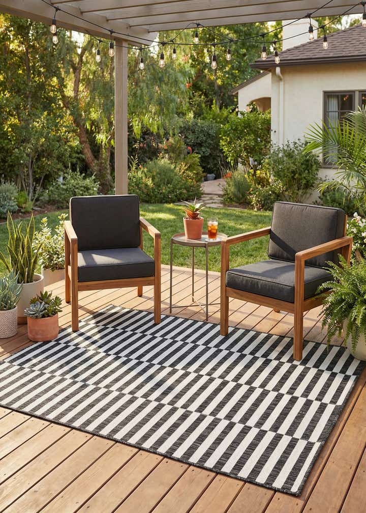 4' x 6' Easy-Clean Striped Indoor / Outdoor Rug