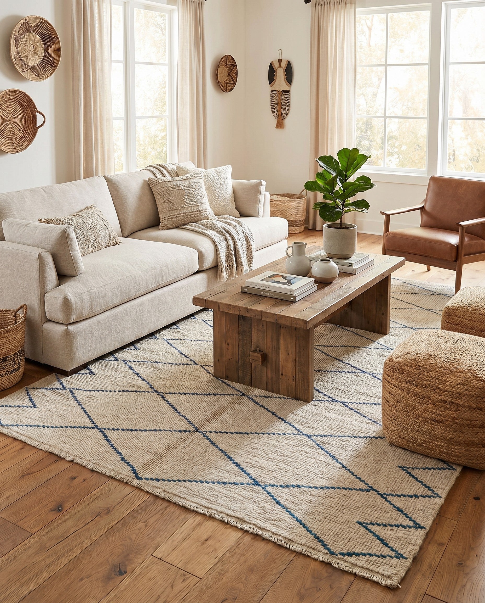 6' 1 x 9' Hand Knotted Moroccan Wool Rug