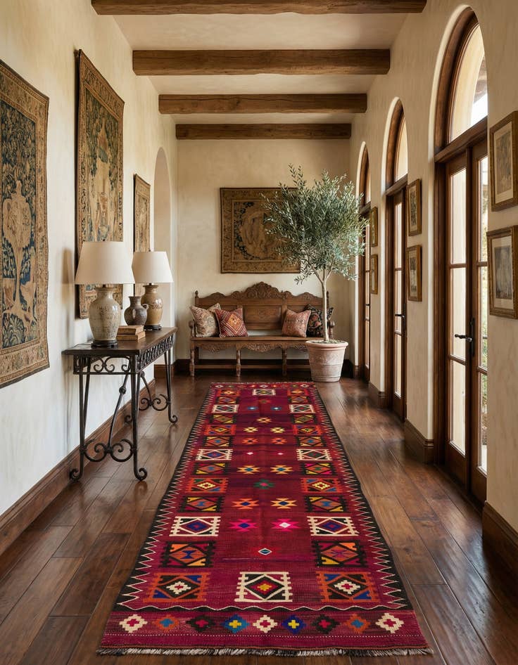 Detail image of 3' 3 x 11' 10  Hand Woven Kilim Afghan Wool Runner Rug