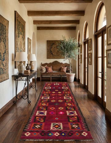 3' 3 x 11' 10 Hand Woven Kilim Afghan Wool Runner Rug