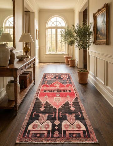 3' 9 x 9' Hand Knotted Ultra Vintage Persian Wool Runner Rug