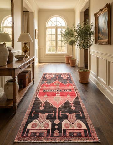 3' 9 x 9' Hand Knotted Ultra Vintage Persian Wool Runner Rug