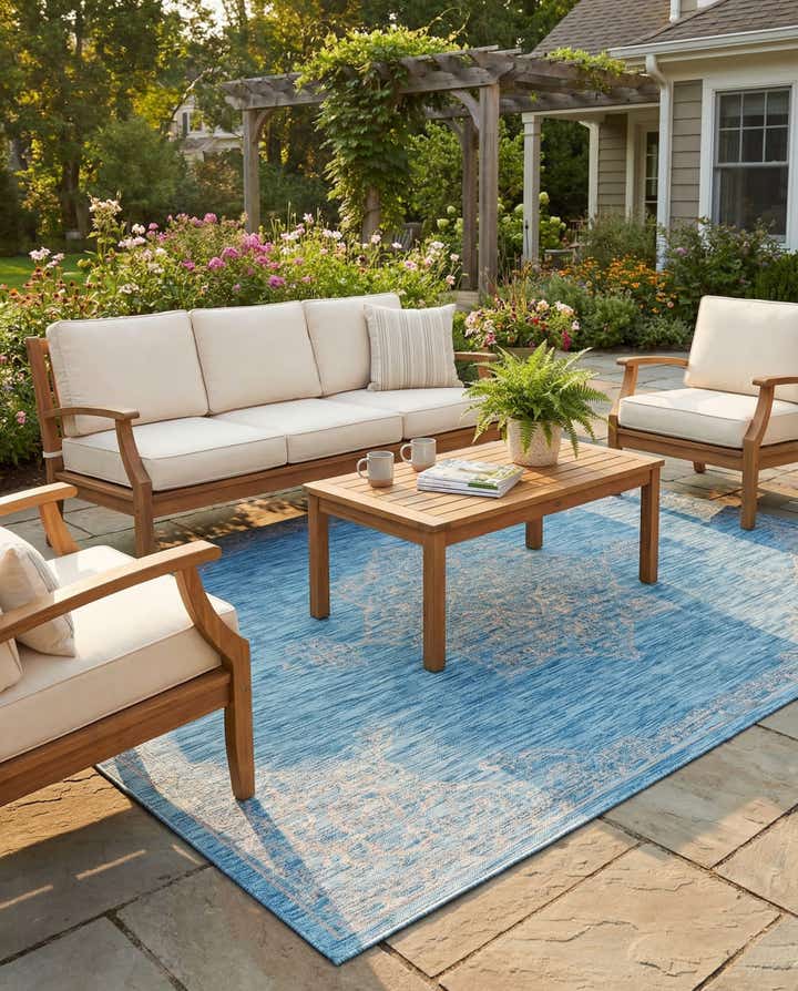 6' x 9' Easy-Clean Traditional Indoor / Outdoor Rug
