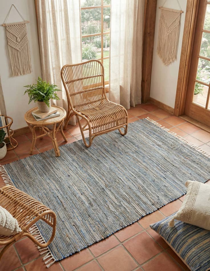 Detail image of  6' 1 x 9'  Hand Woven Chindi Jute Rug