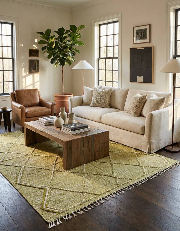 Detail image of 6' 9 x 10'  Hand Knotted Moroccan Wool Rug