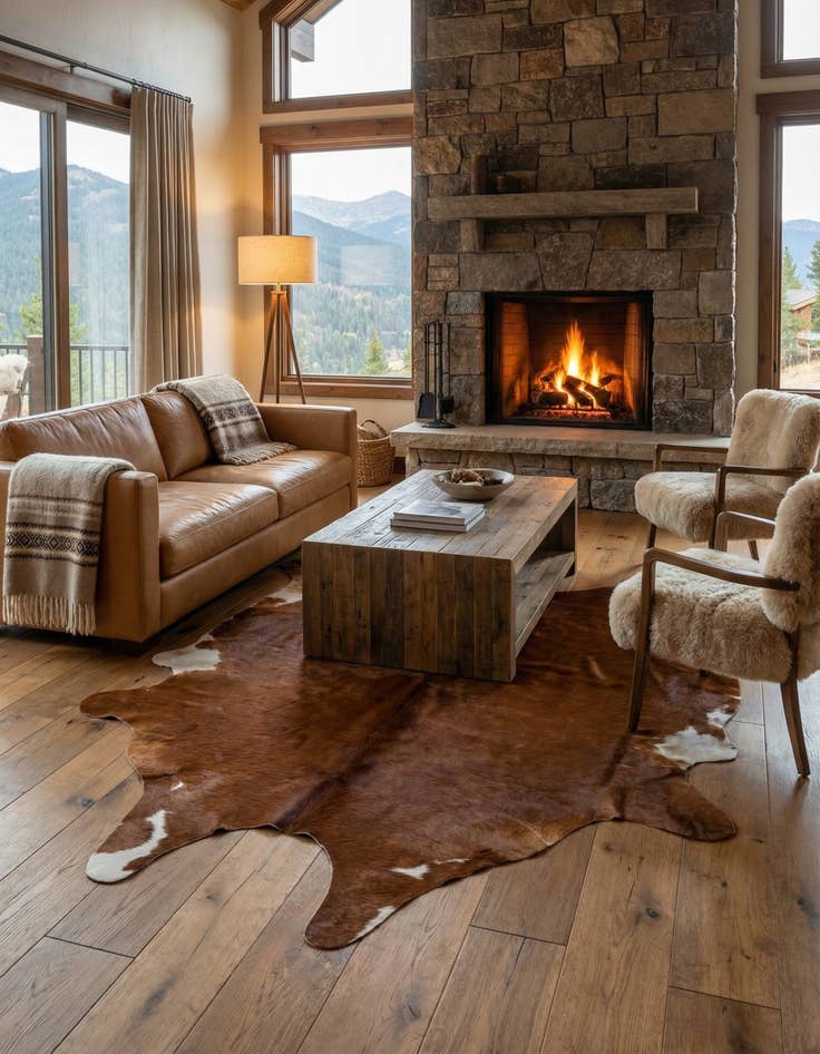 Detail image of 5' x 6' Cowhide Leather Rug