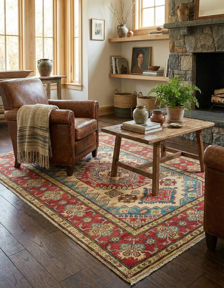 Detail image of 3' 9 x 6'  Hand Knotted Kazak Rug