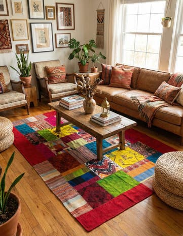 5' 5 x 8' Hand Woven Kilim Patchwork Wool Rug