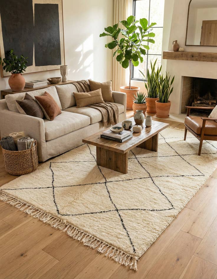 Detail image of 6' 9 x 10' 2  Hand Knotted Moroccan Wool Rug