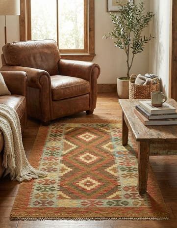 3' 5 x 6' 3 Hand Woven Kilim Maymana Wool Rug