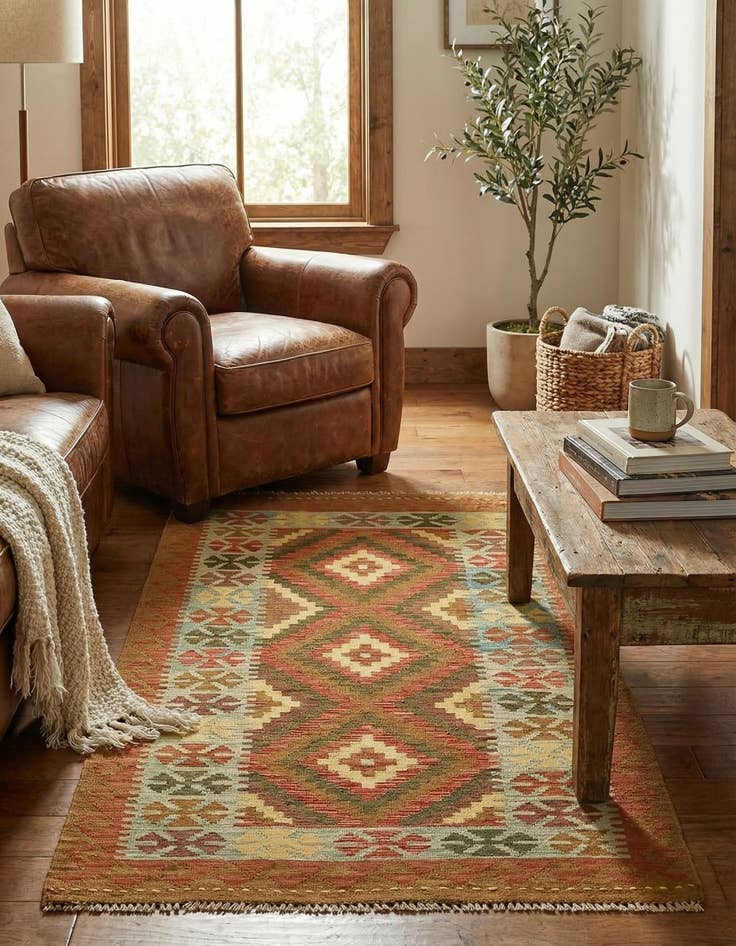 Detail image of 3' 5 x 6' 3  Hand Woven Kilim Maymana Wool Rug