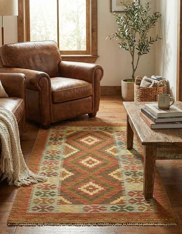 3' 5 x 6' 3 Hand Woven Kilim Maymana Wool Rug