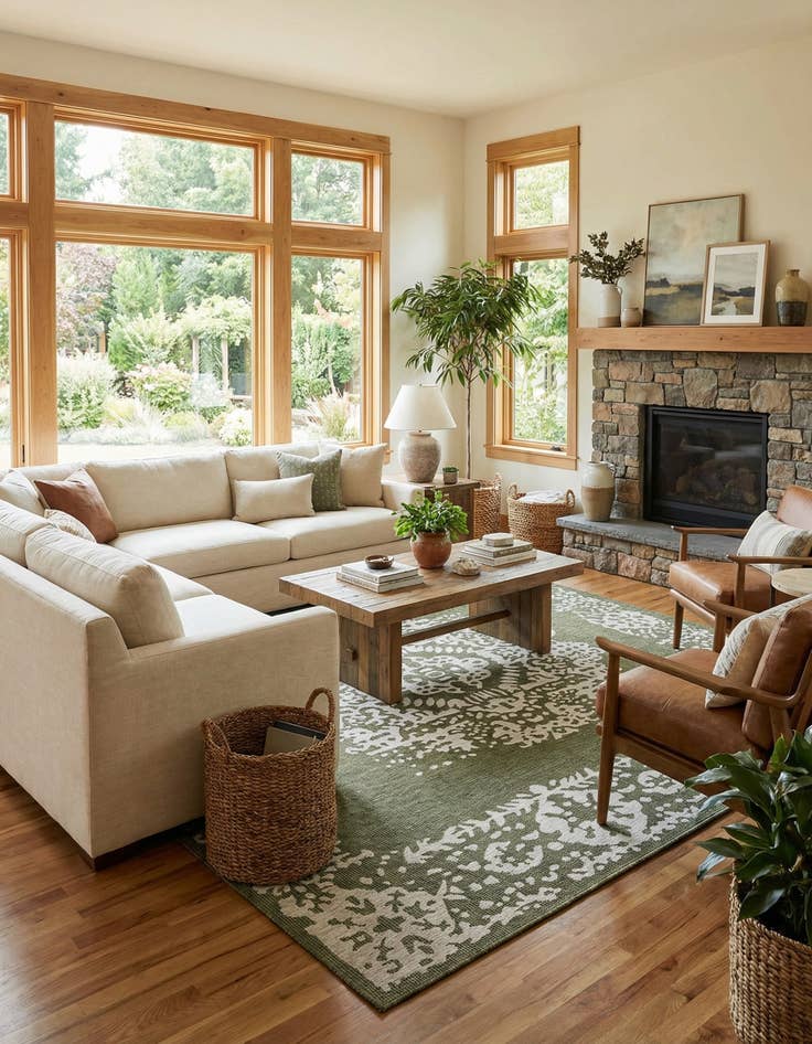 Detail image of 12' x 12'  Washable Traditional Indoor / Outdoor Square Rug