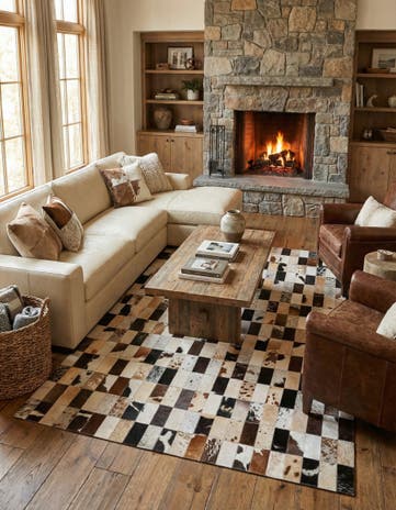 5' 2 x 7' 6 Cowhide Rug