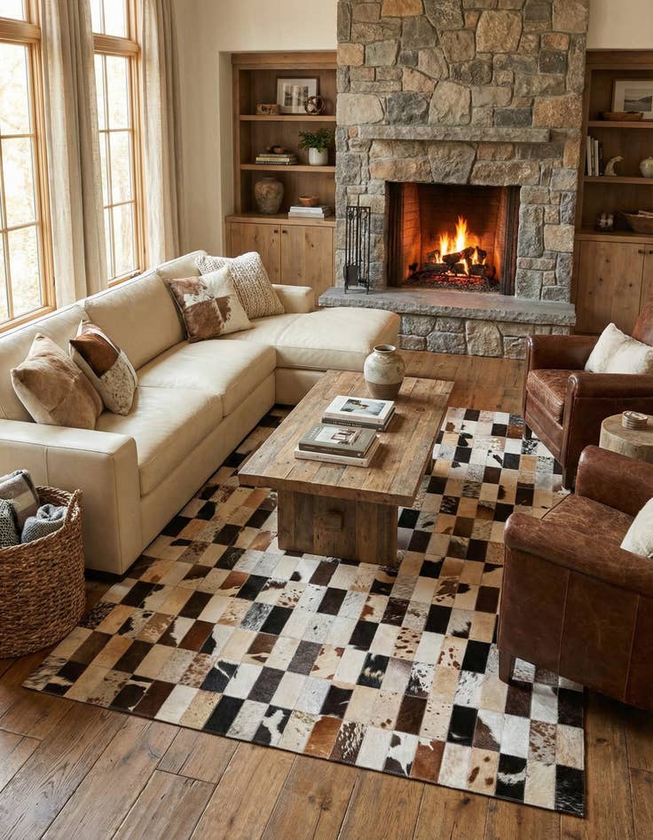 Detail image of  5' 2 x 7' 6 Cowhide Rug