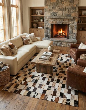 5' 2 x 7' 6 Cowhide Rug