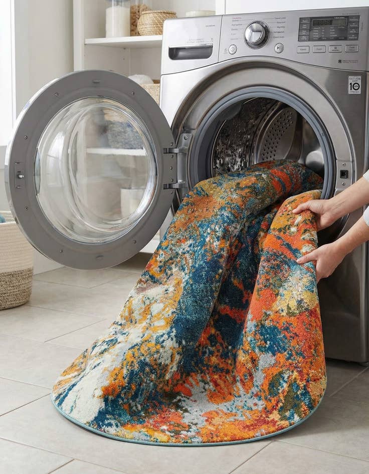 Detail image of  7' x 7'  Washable Vivid Round Rug