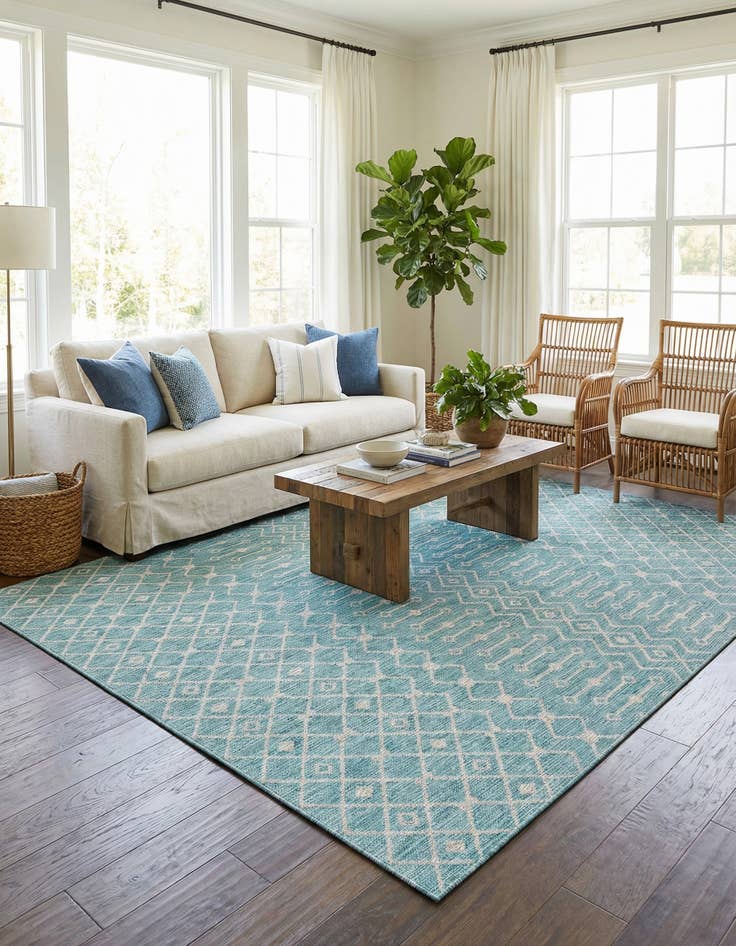 Detail image of 10' x 13' Easy-Clean Trellis Indoor / Outdoor Rug