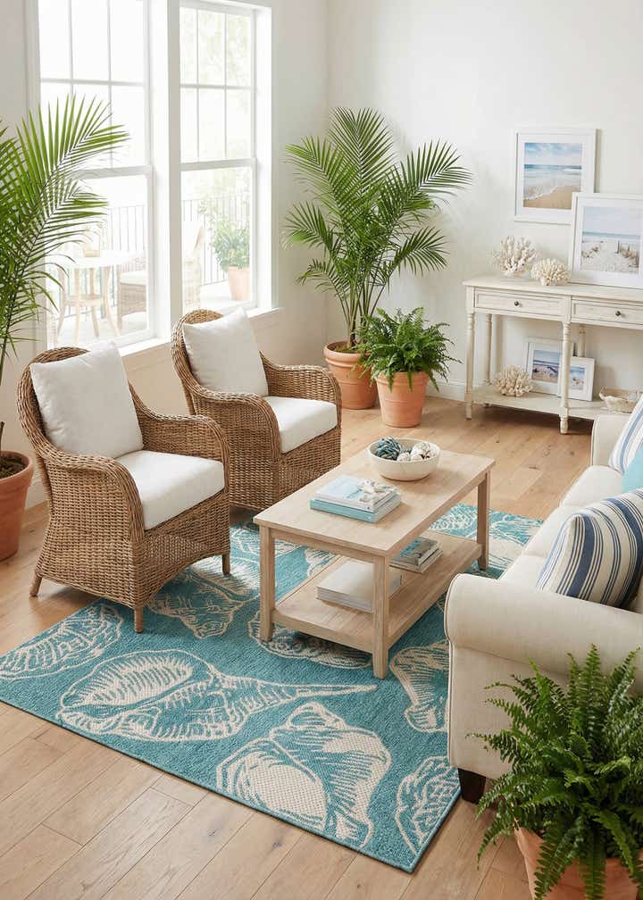 4' x 6' Easy-Clean Coastal Indoor / Outdoor Rug