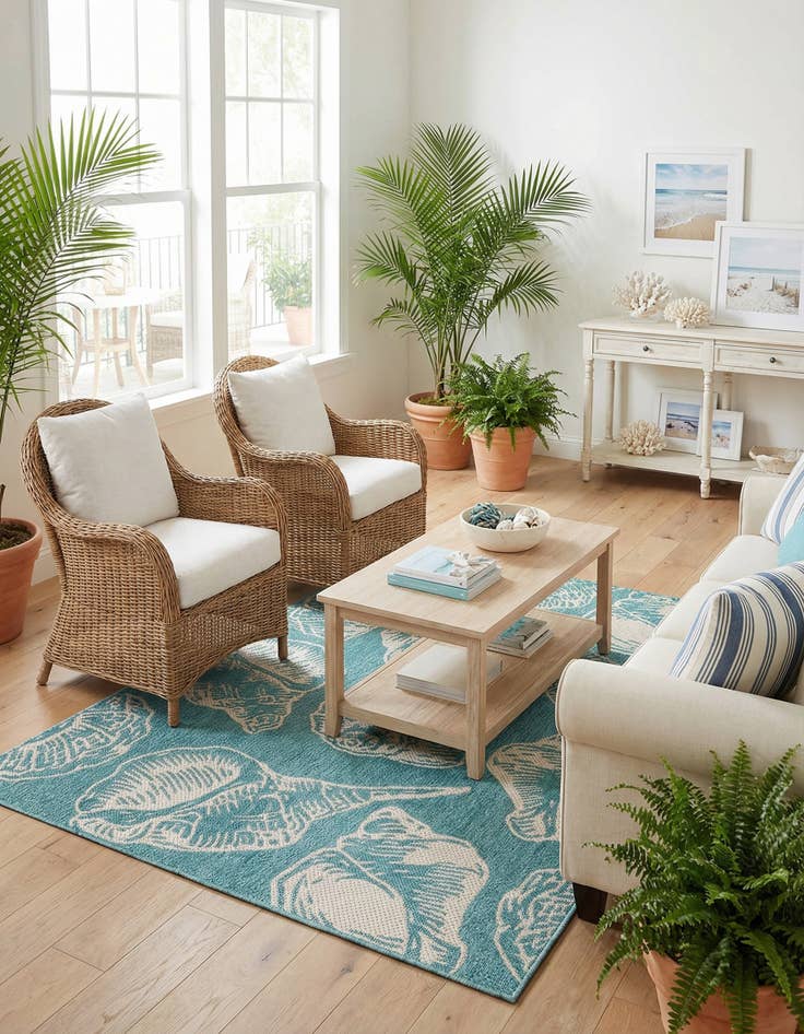 Detail image of 4' x 6' Easy-Clean Coastal Indoor / Outdoor Rug