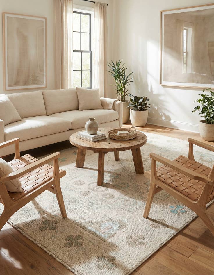 Detail image of 5' 9 x 9'  Hand Knotted Moroccan Wool Rug