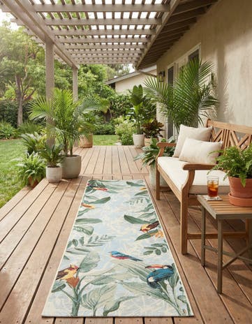 2' 7 x 10' Easy-Clean Botanical Indoor / Outdoor Runner Rug