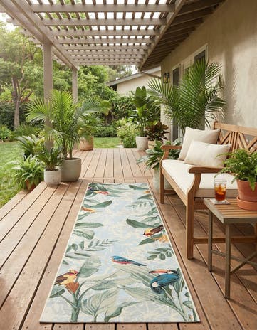 2' 7 x 10' Easy-Clean Botanical Indoor / Outdoor Runner Rug