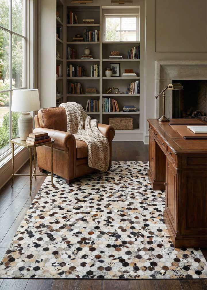 5' 1 x 8' Cowhide Leather Rug