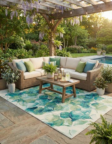 9' x 12' Easy-Clean Botanical Indoor / Outdoor Rug
