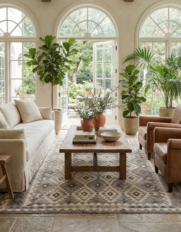 Detail image of 6' 8 x 9' 8  Hand Woven Kilim Maymana Wool Rug