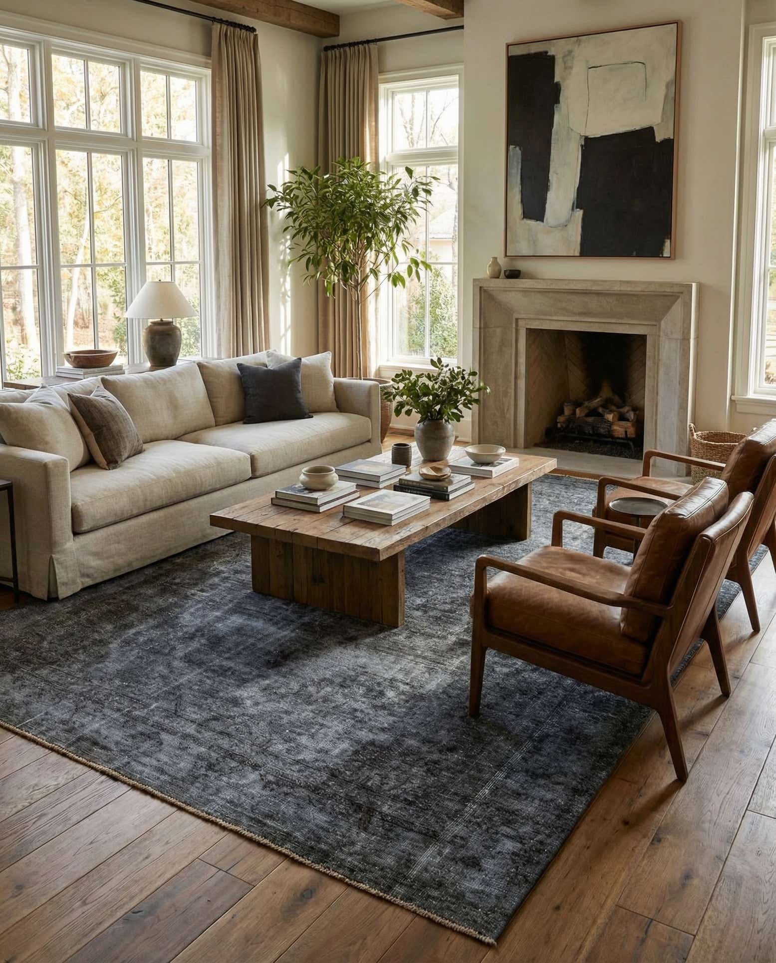 225cm x 335cm Hand Knotted Ultra Vintage Persian Wool Rug