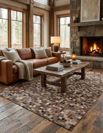 5' 1 x 8' 1 Cowhide Leather Rug