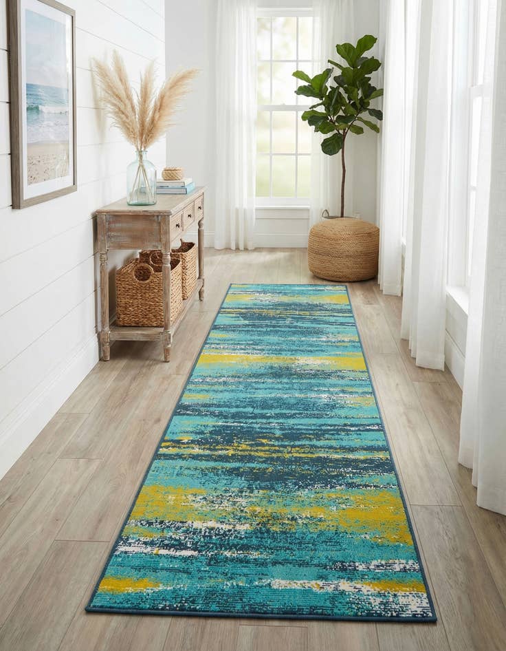 Detail image of 2' 7 x 12'  Washable Coastal Indoor / Outdoor Runner Rug