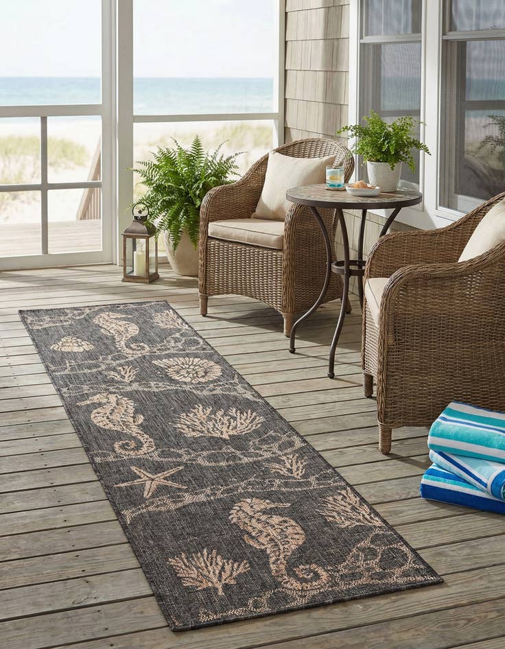 Detail image of 2' x 8'  Washable Coastal Indoor / Outdoor Runner Rug