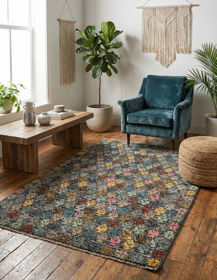 Detail image of 4' 1 x 6'  Hand Knotted Darya Wool Rug