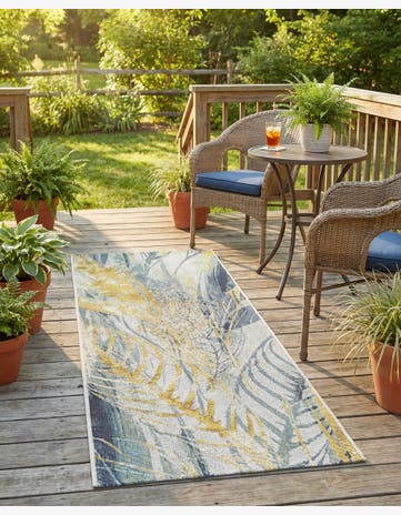 2' x 4' Easy-Clean Botanical Indoor / Outdoor Runner Rug