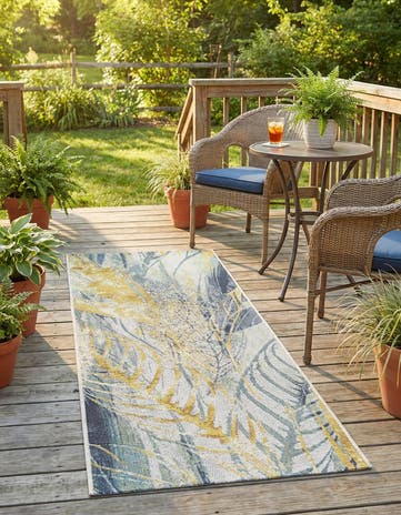 2' x 4' Easy-Clean Botanical Indoor / Outdoor Runner Rug