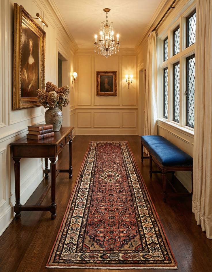 Detail image of 3' 5 x 12' 10 Hamedan Wool Runner Rug