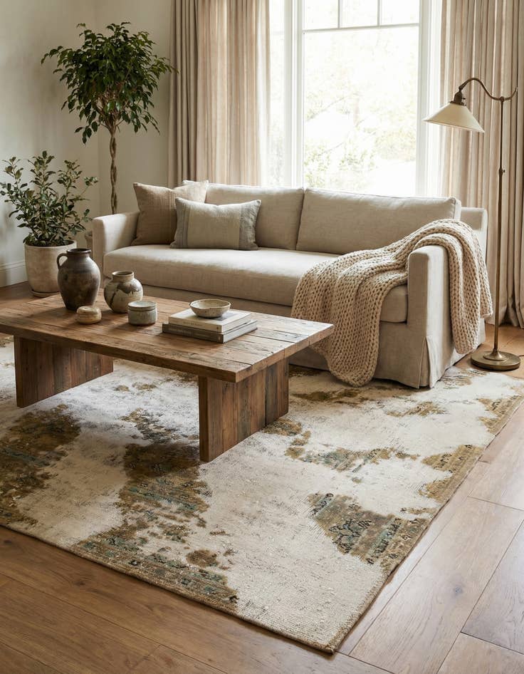 Detail image of 5' 5 x 6' 4  Hand Knotted Ultra Vintage Persian Wool Rug