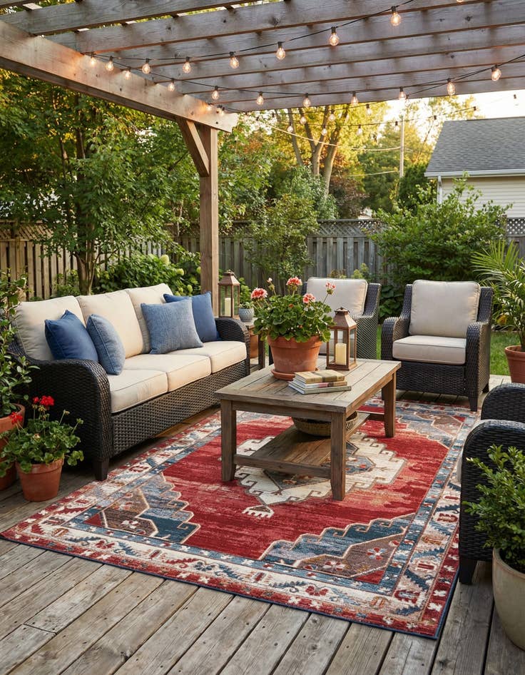 Detail image of 6' x 9'  Washable Traditional Indoor / Outdoor Rug